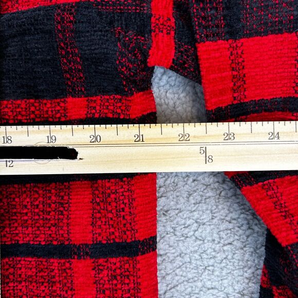 Vintage Monterey By Koret Women’s Fleece Jacket Size M Red and Black Button Up - Picture 5 of 8